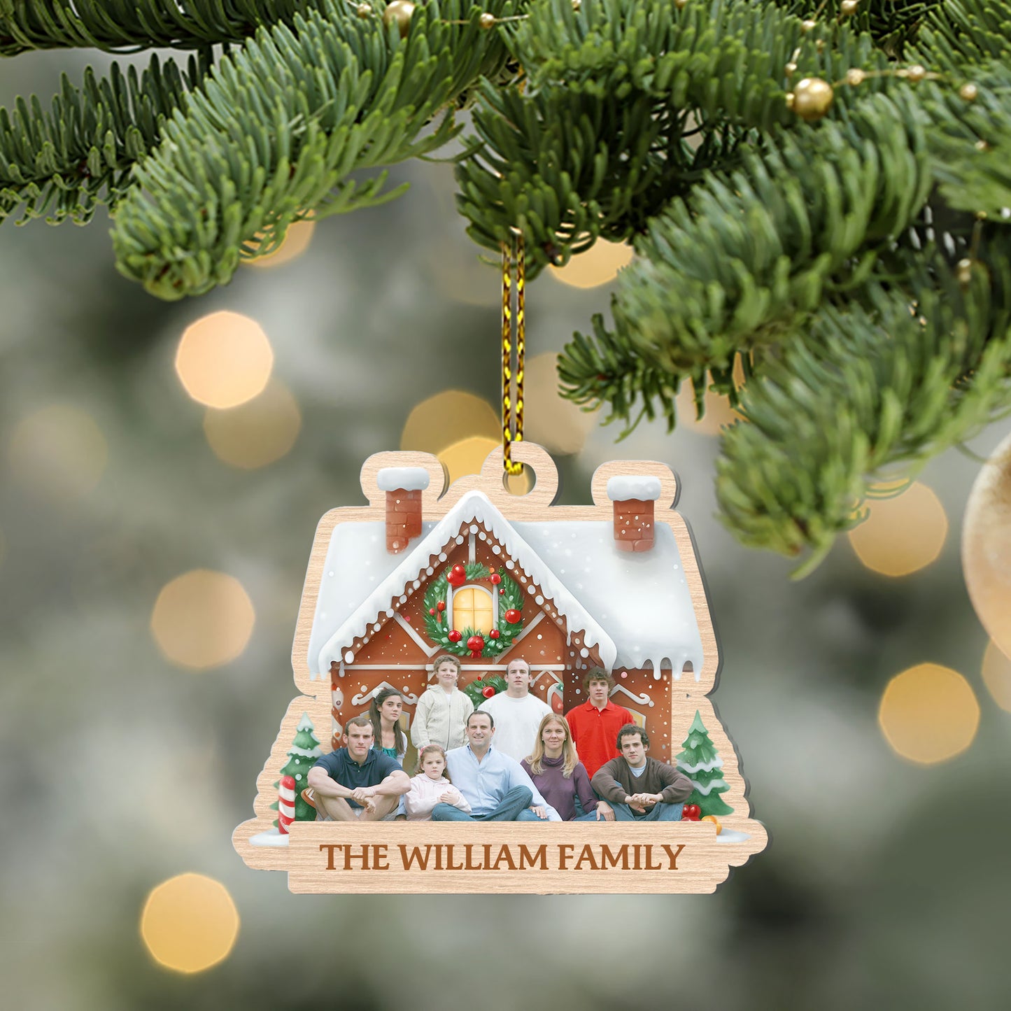 Custom Photo Family Gingerbread House - Personalized 1-Side Acrylic Ornament DSACOHLPA2125M