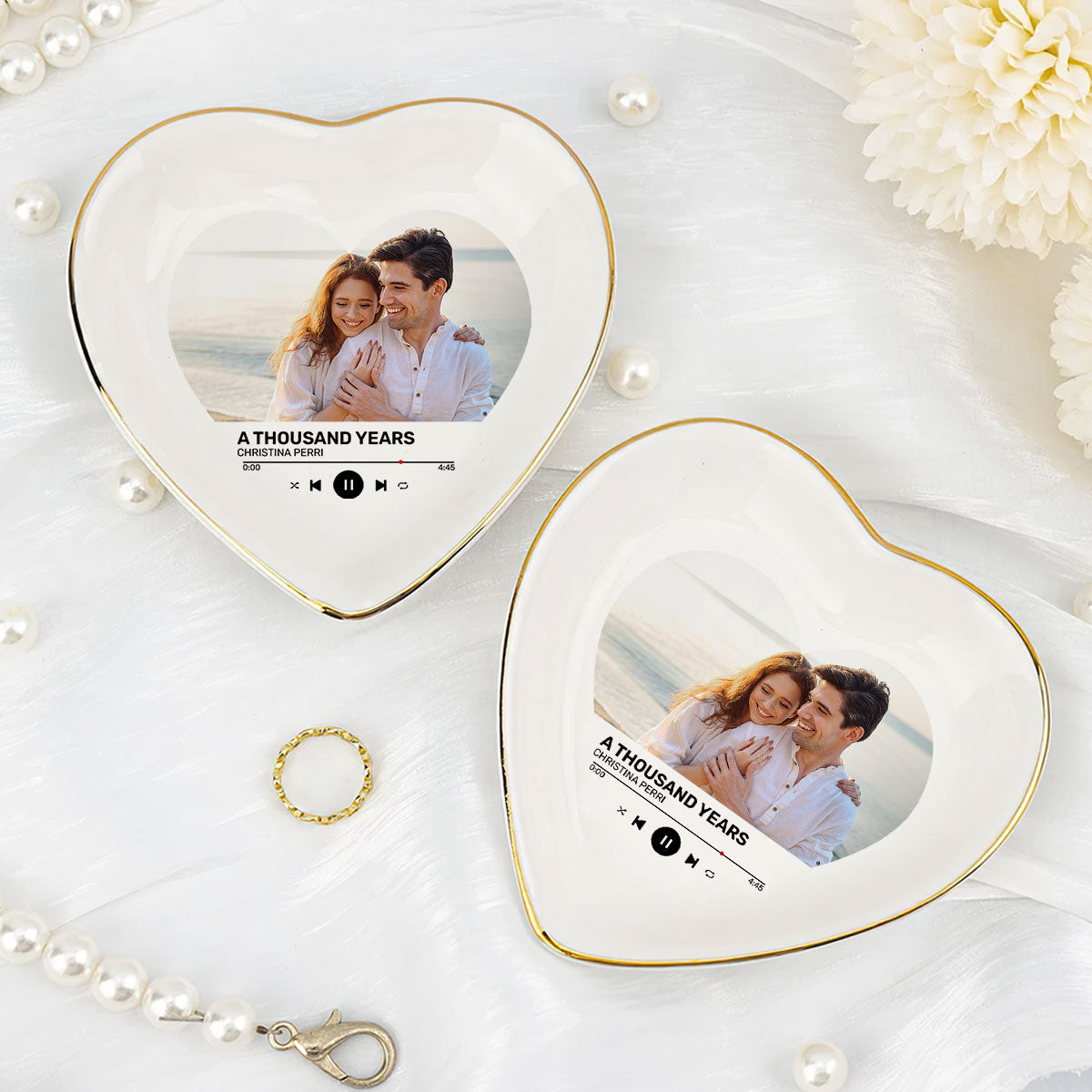 Our Favorite Love Song - Personalized Heart Shaped Jewelry Dish DSSHSCRDHLN2449M