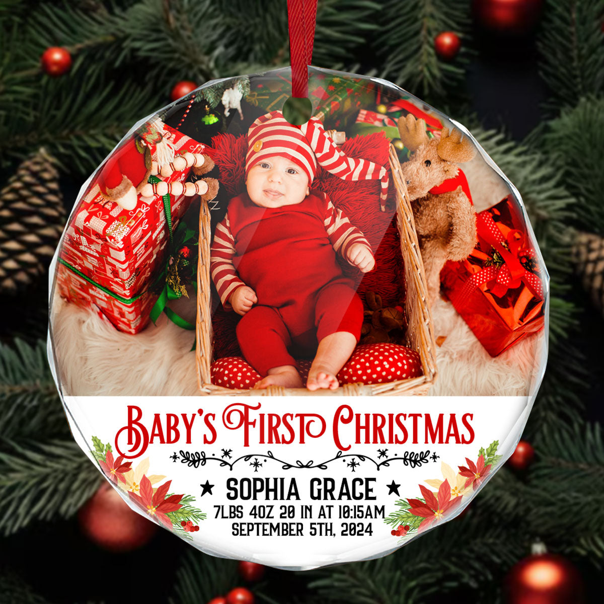 Baby’s First Christmas - Personalized Custom Glass Ornament DSURGOPHLPA2410L