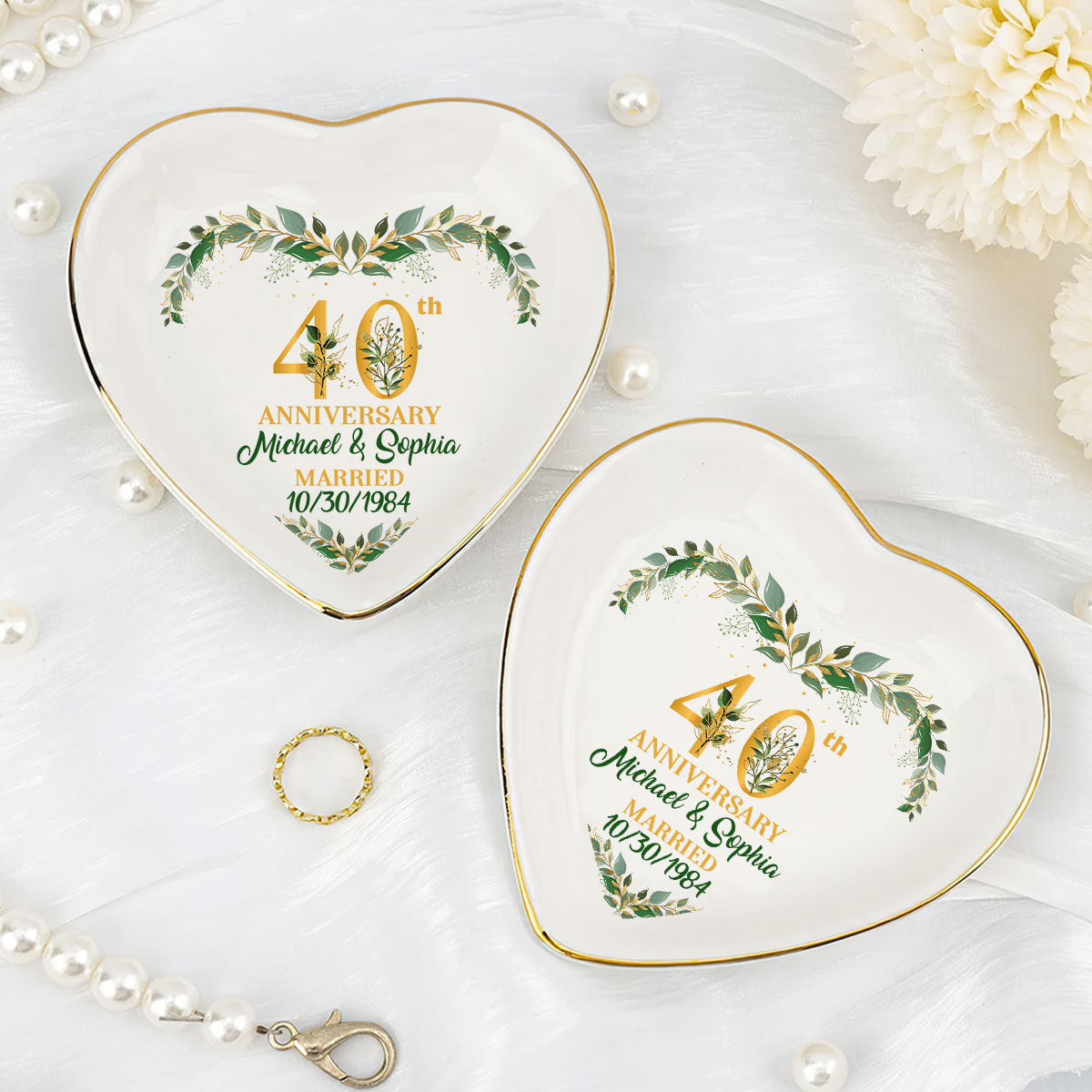 Wedding Anniversary - Personalized Heart Shaped Jewelry Dish DSSHSCRDHLN2423L