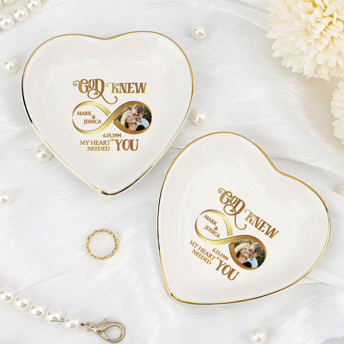 God Knew My Heart Needed You - Personalized Heart Shaped Jewelry Dish DSSHSCRDHLPA2018M