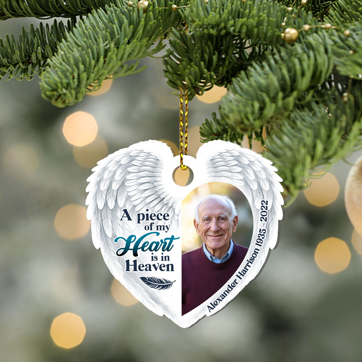A Piece Of My Heart Is In Heaven - Personalized 1-Side Acrylic Ornament DSACOHLPA2210L