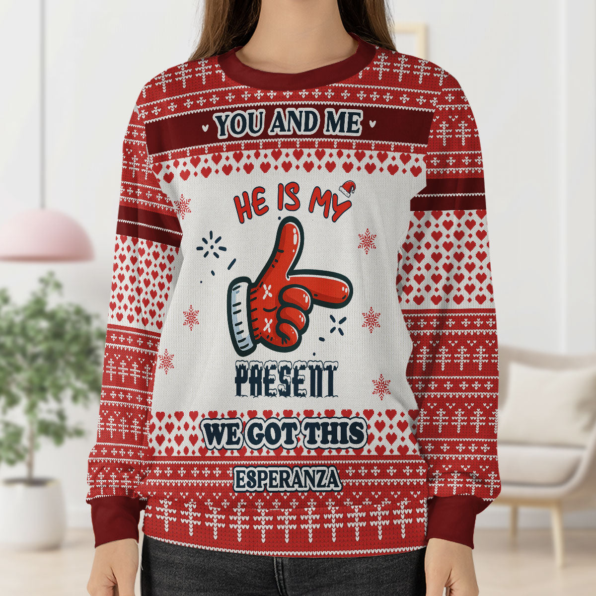 You And Me We Got This First Christmas Together | Personalized Wool Sweater DSWSWHLPA2231T