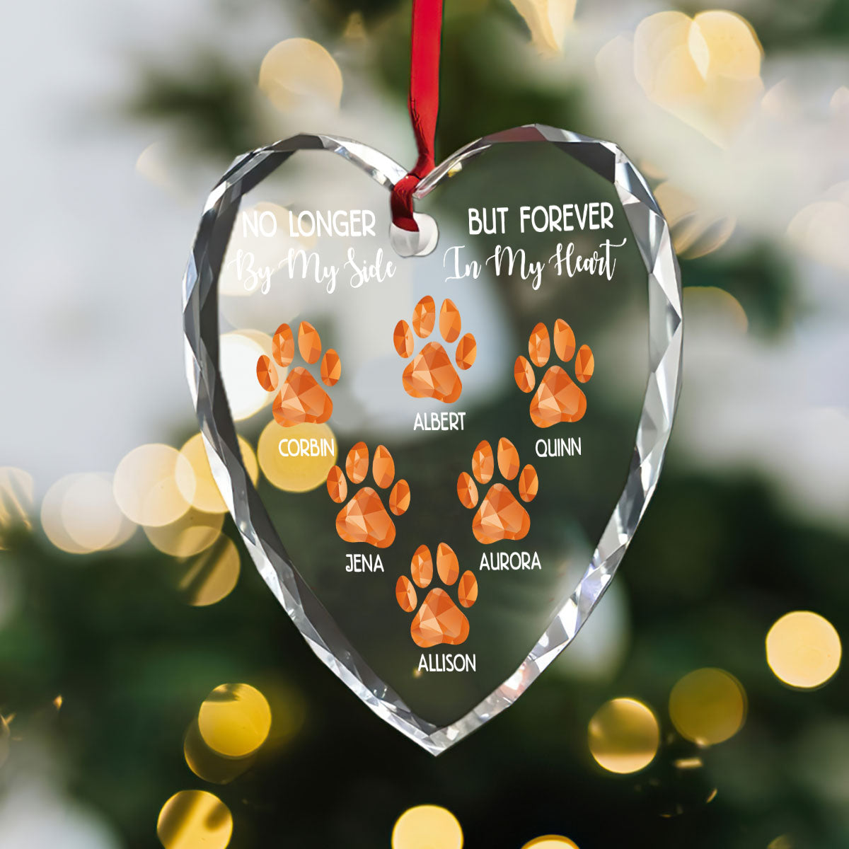 Pet Lovers Forever In My Heart - Personalized Heart Shaped Glass Ornament DSHGOHLN2136TA