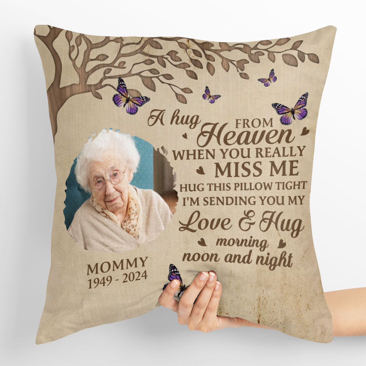 A Hug From Heaven - Personalized Crystal Velvet Pillow DSPILWHLPA2025M