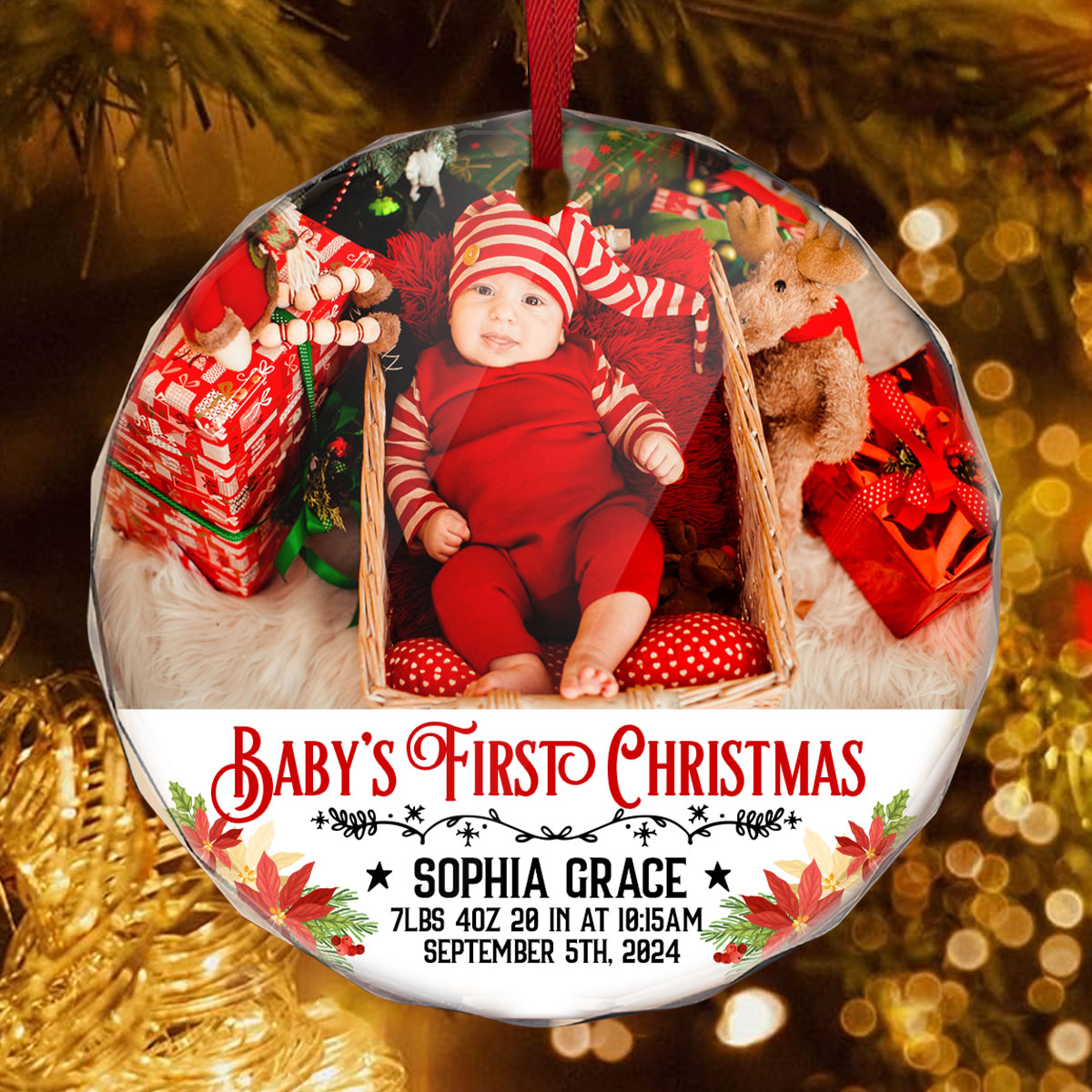 Baby’s First Christmas - Personalized Custom Glass Ornament DSURGOPHLPA2410L