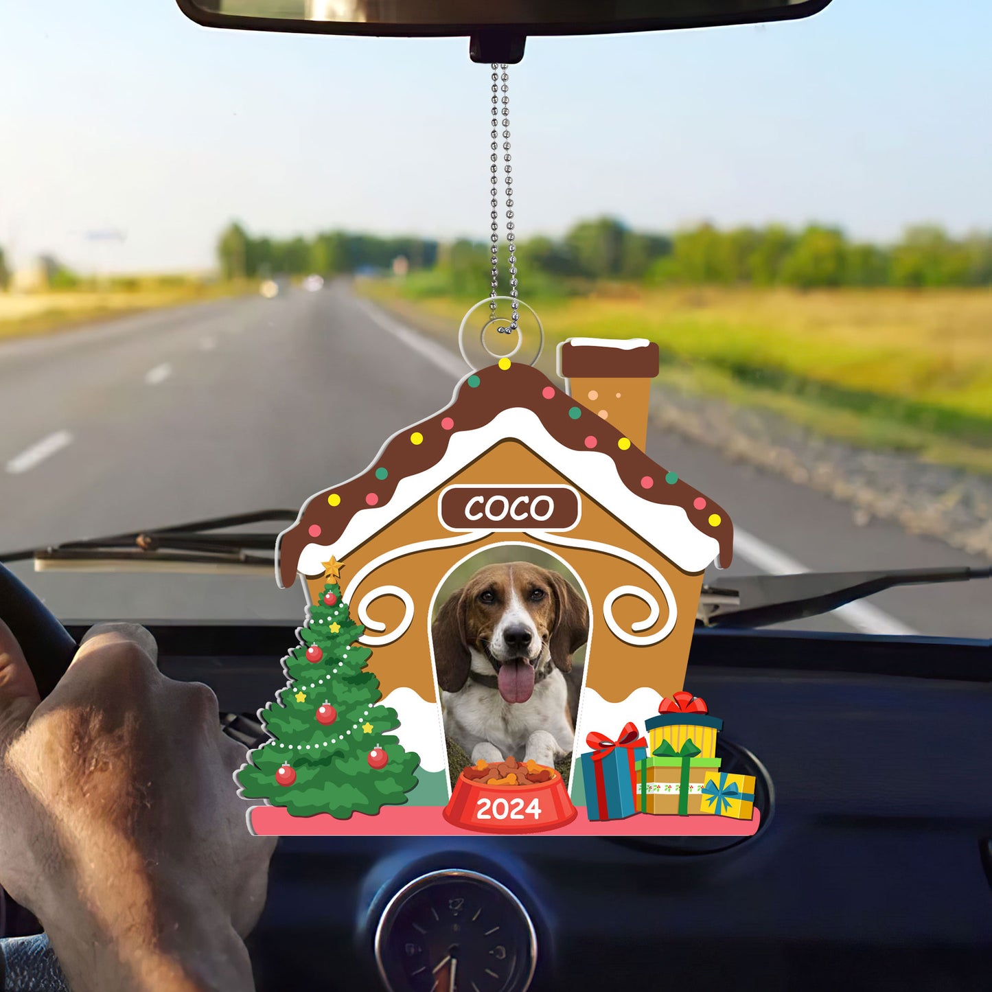 Custom Dog Photo Christmas Dog House - Personalized 1-Side Acrylic Ornament DSACOHLN2006TA