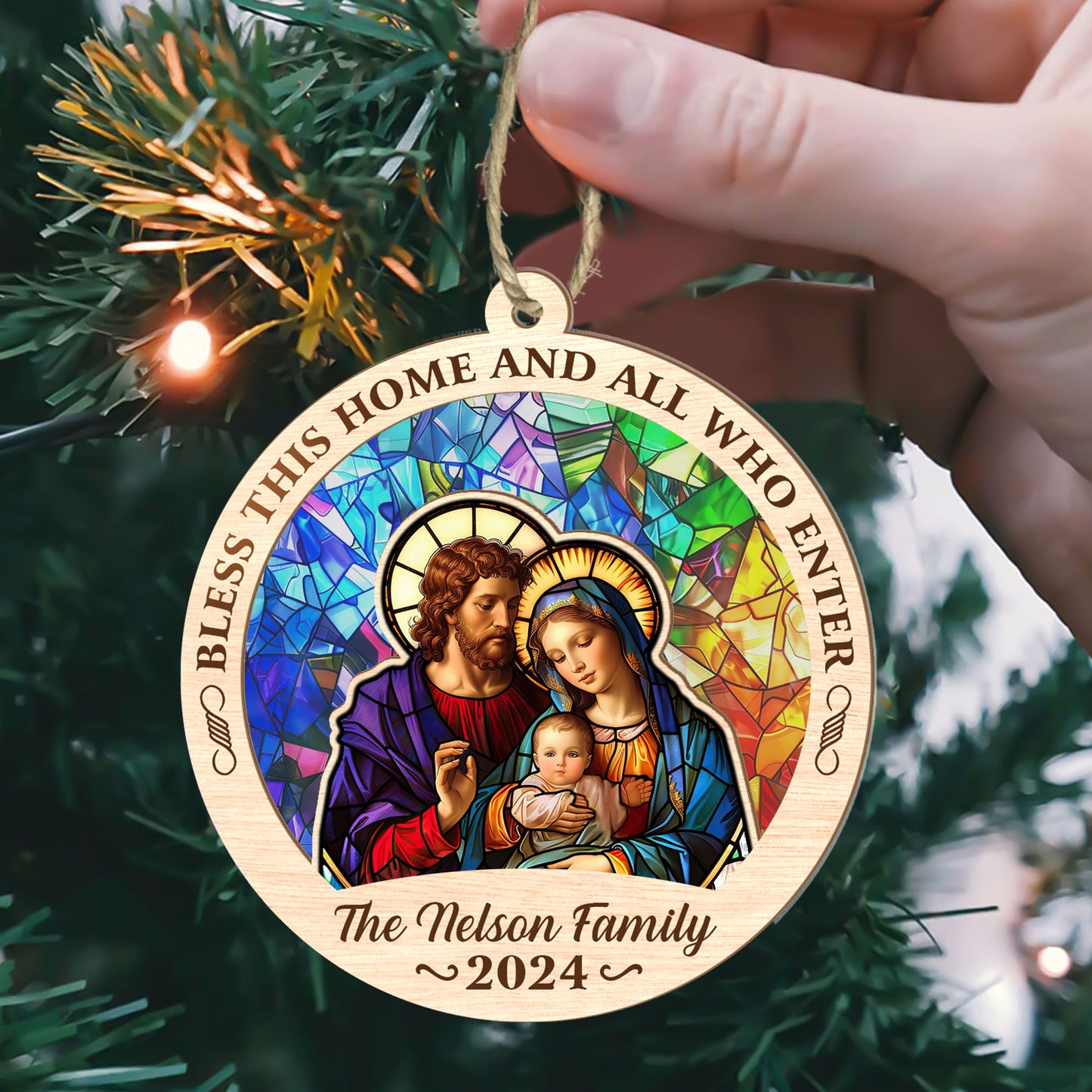 Bless This Home And All Who Enter - Personalized Suncatcher Ornament DSSUNOPHA1106M
