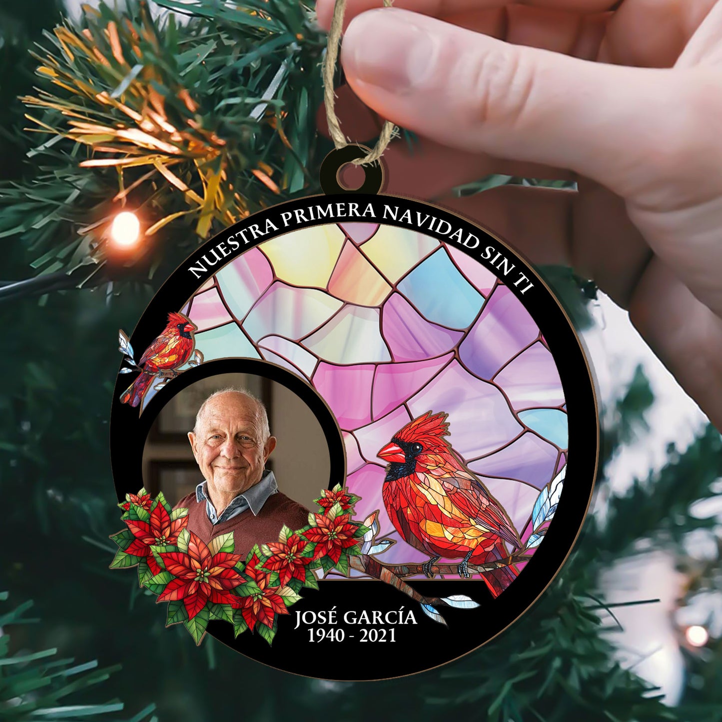 Nuestra Primera Navidad Sin Ti - Personalized Wood & Acrylic Ornament DSWAOHLPA2197TA