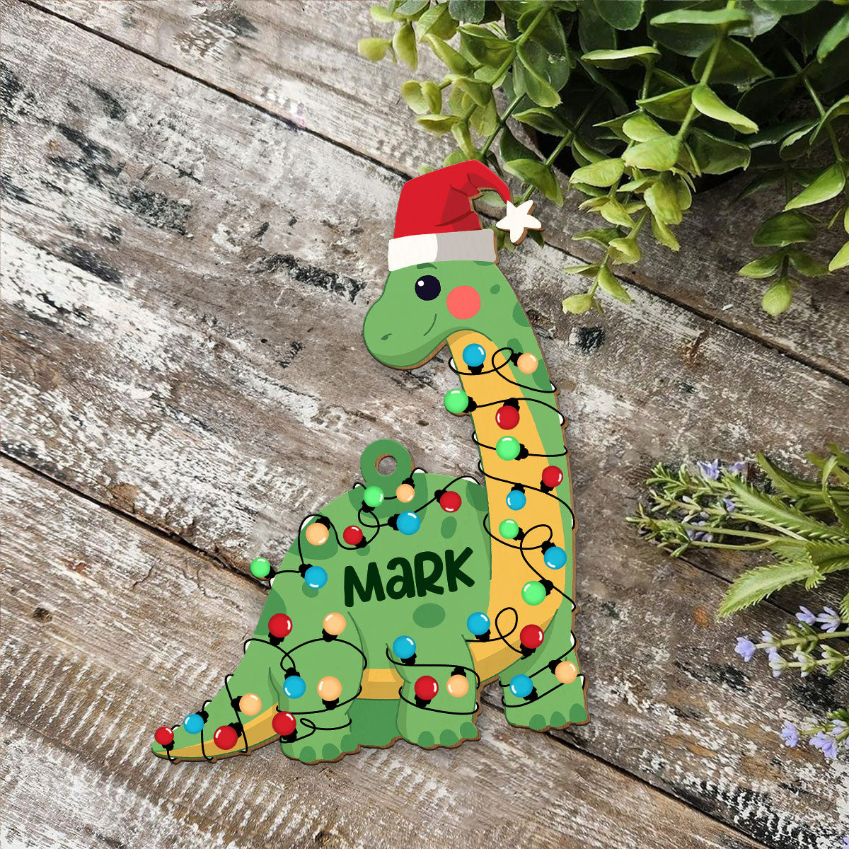 Dinosaur Lights Personalized Wood Ornament DS-27