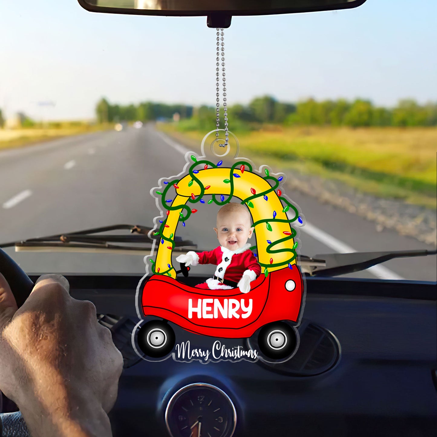 Merry Christmas Little Tikes Cozy Coupe - Personalized 1-Side Acrylic Ornament DSACOHLN2298M