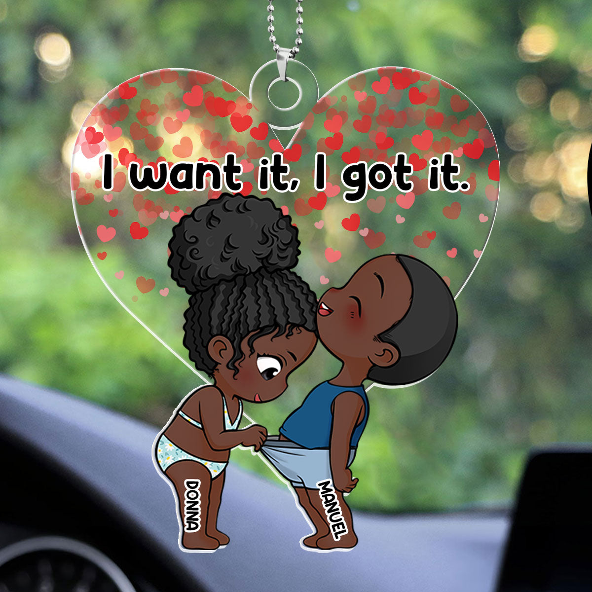 It's My Present Funny Couple - Personalized Custom Car Ornament DSUPCHOLN1561D