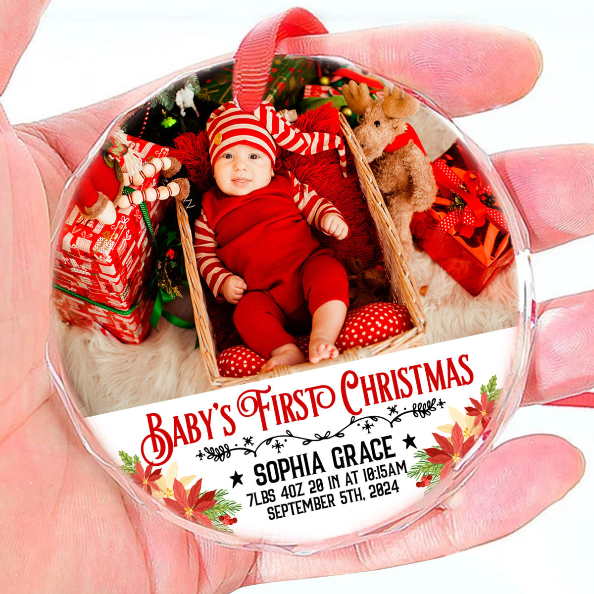 Baby’s First Christmas - Personalized Custom Glass Ornament DSURGOPHLPA2410L
