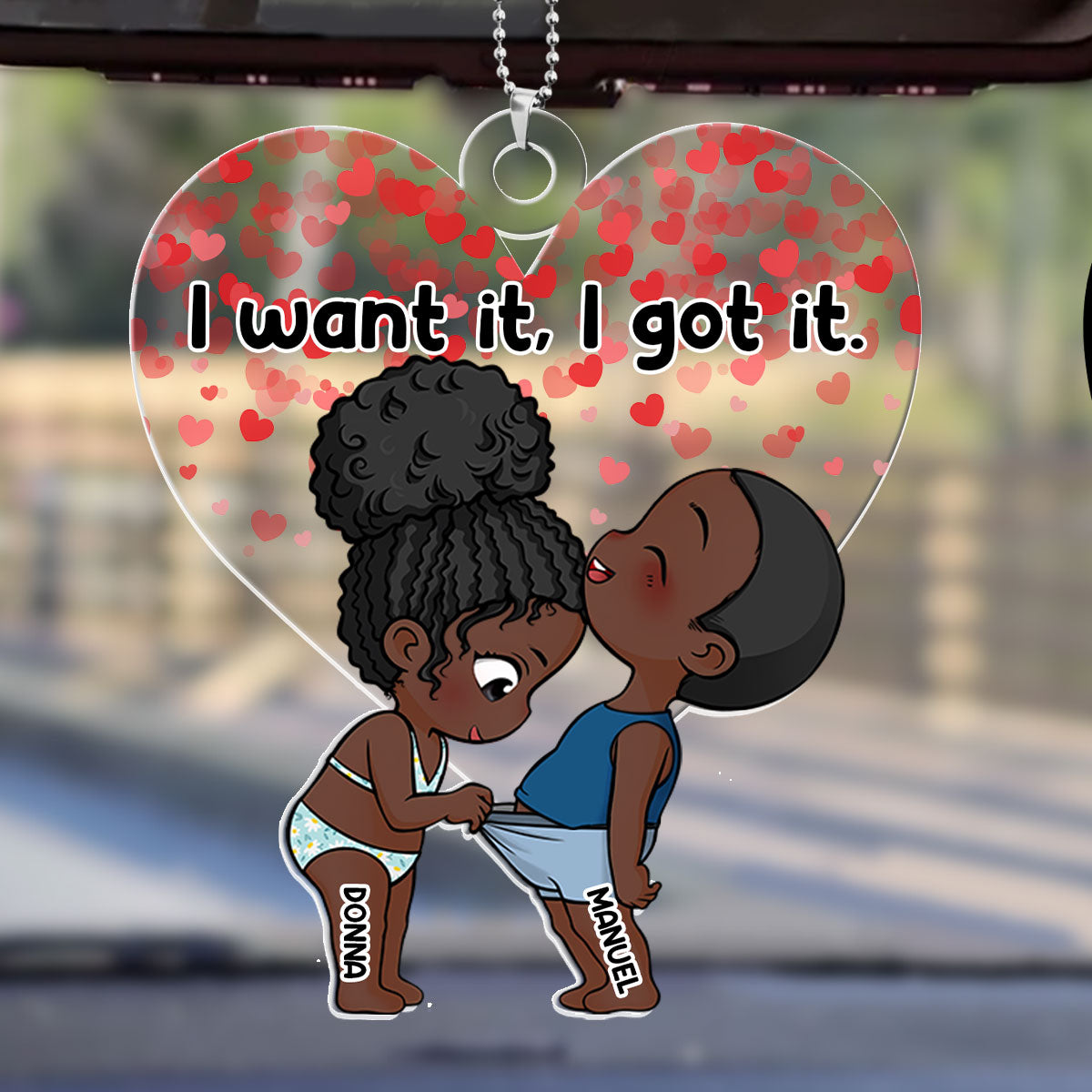 It's My Present Funny Couple - Personalized Custom Car Ornament DSUPCHOLN1561D