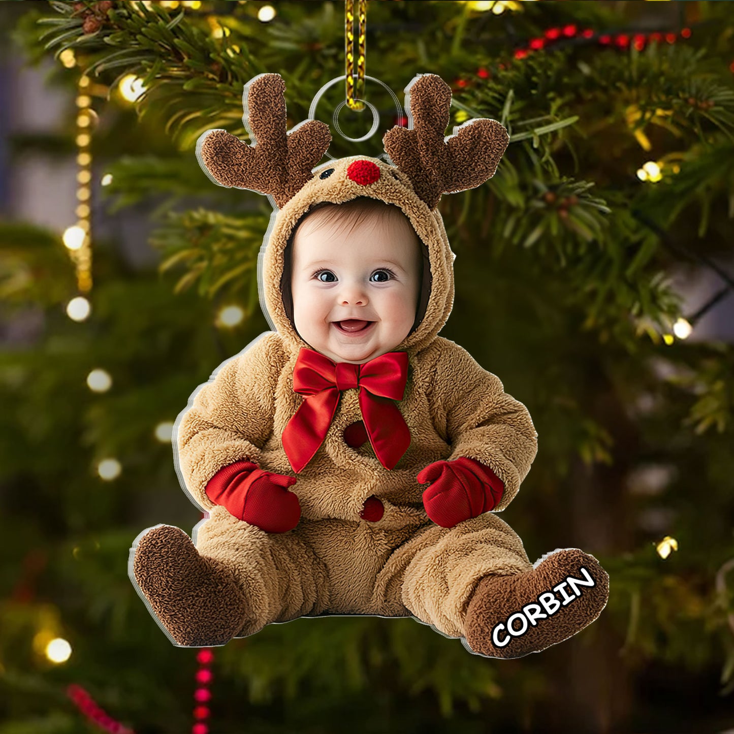 Baby In Christmas Costume - Personalized 1-Side Acrylic Ornament DSACOHLN2244TA