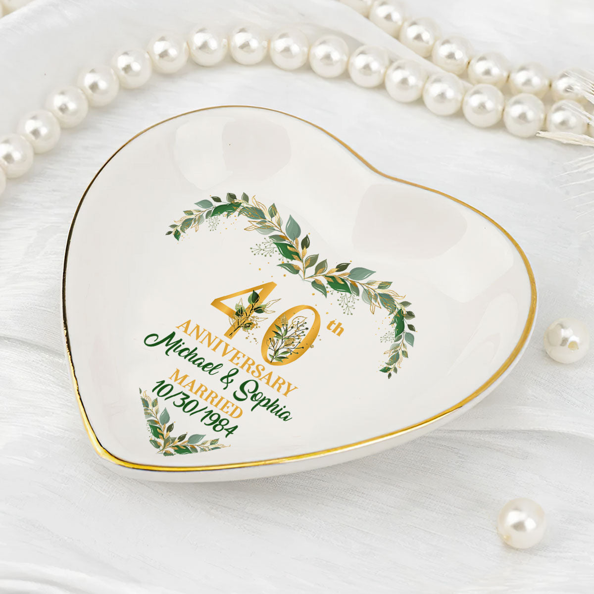 Wedding Anniversary - Personalized Heart Shaped Jewelry Dish DSSHSCRDHLN2423L
