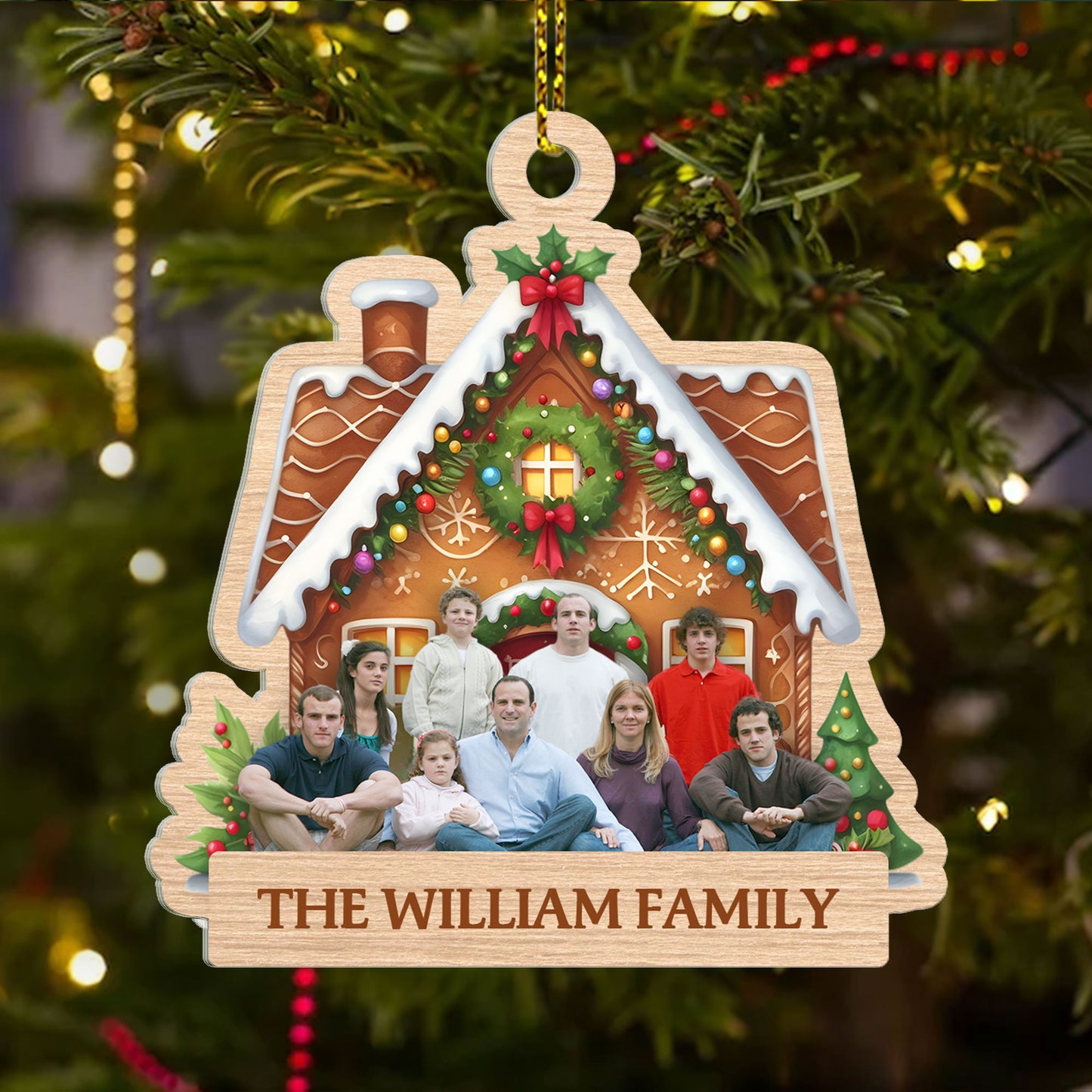 Custom Photo Family Gingerbread House - Personalized 1-Side Acrylic Ornament DSACOHLPA2125M