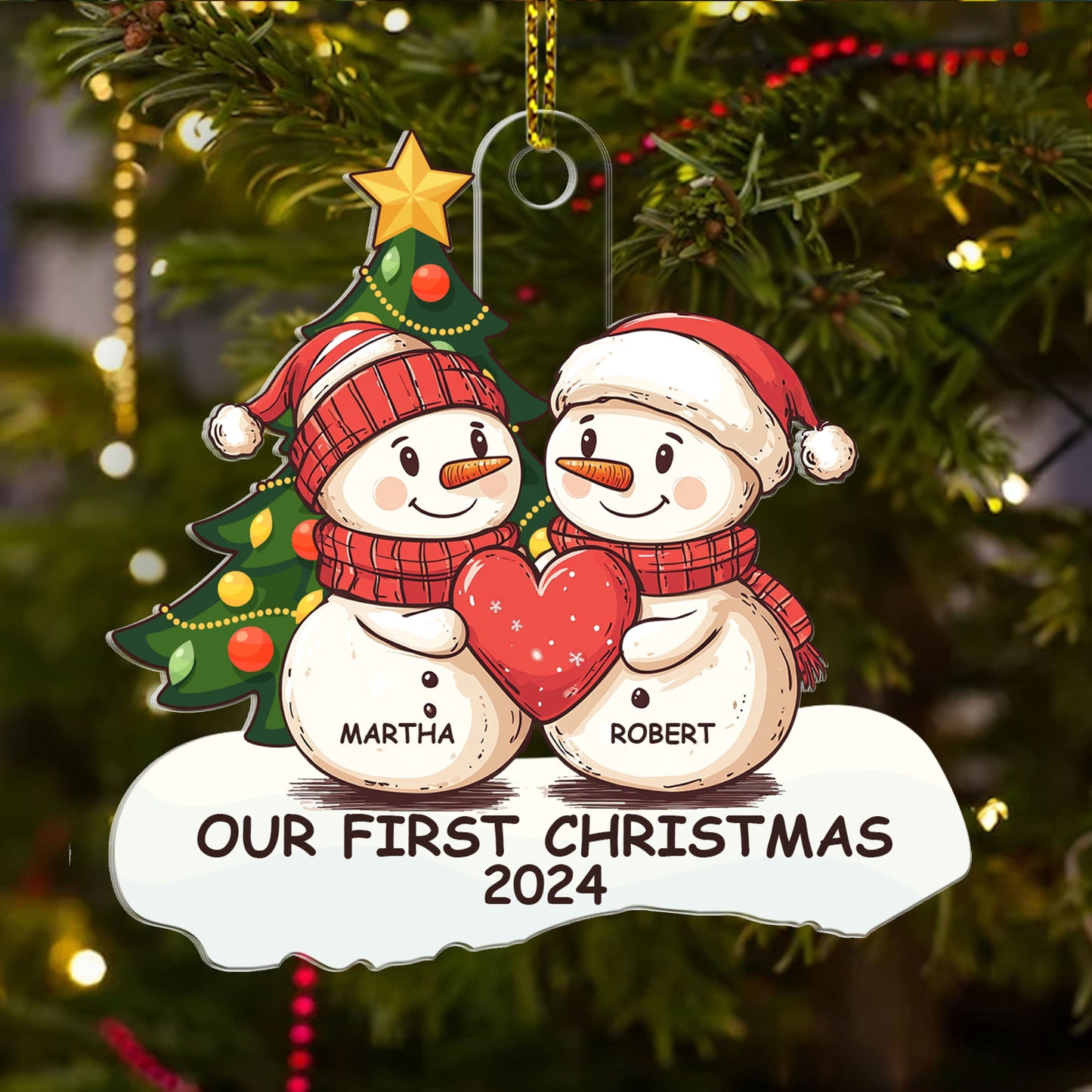 Our First Christmas Snowman Couple - Personalized 1-Side Acrylic Ornament DSACOHLN2380T