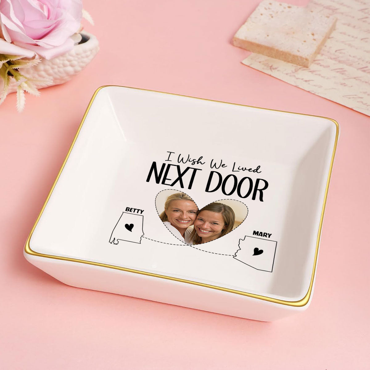 I Wish We Lived Closer Besties - Personalized Jewelry Dish DSJDHLPA2473L