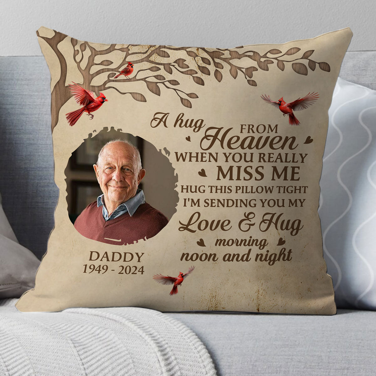 A Hug From Heaven - Personalized Crystal Velvet Pillow DSPILWHLPA2025M