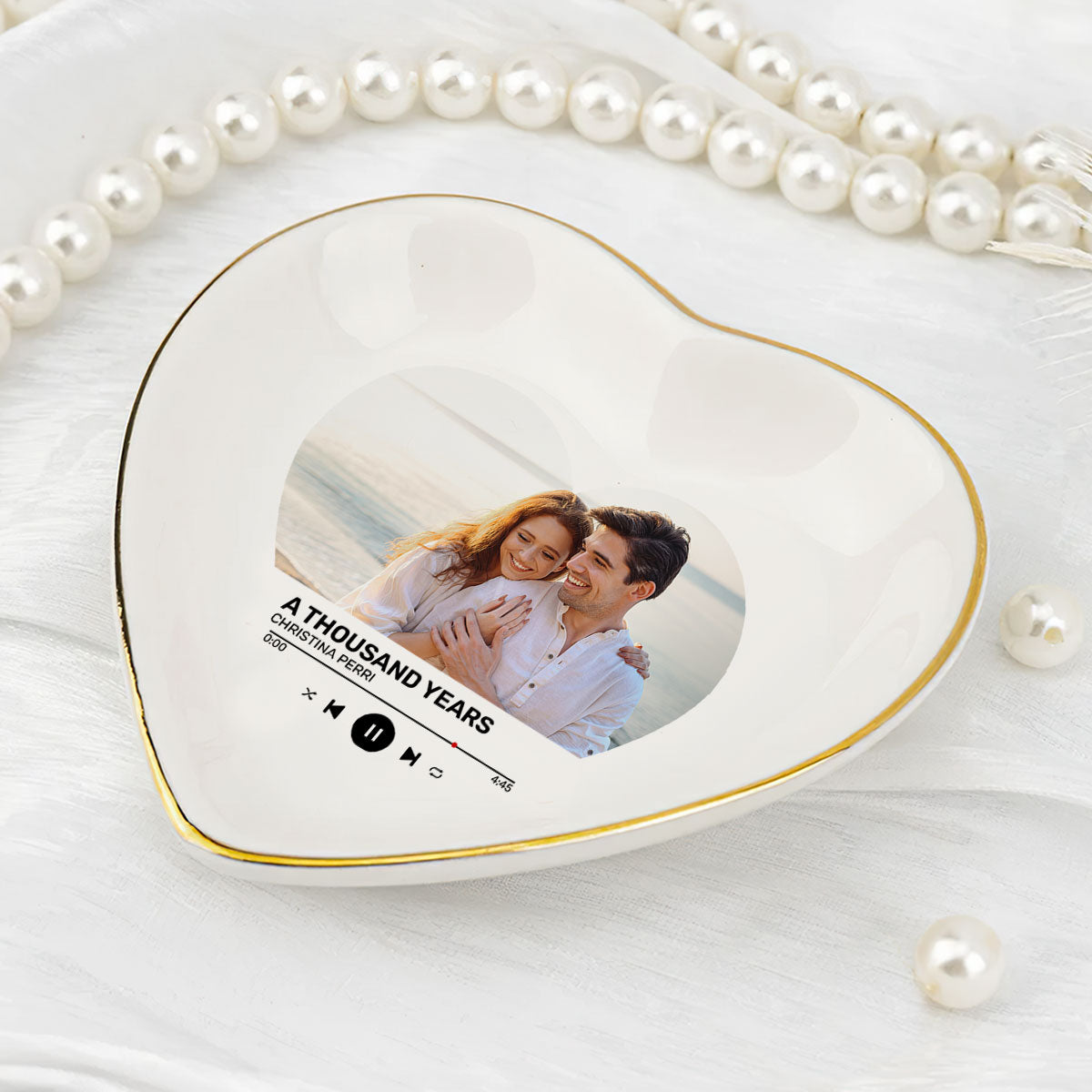Our Favorite Love Song - Personalized Heart Shaped Jewelry Dish DSSHSCRDHLN2449M