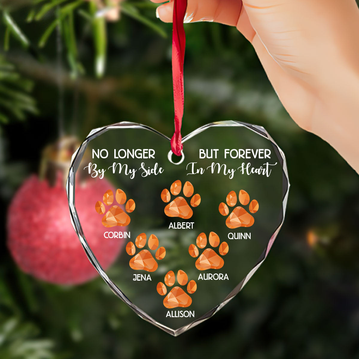 Pet Lovers Forever In My Heart - Personalized Heart Shaped Glass Ornament DSHGOHLN2136TA