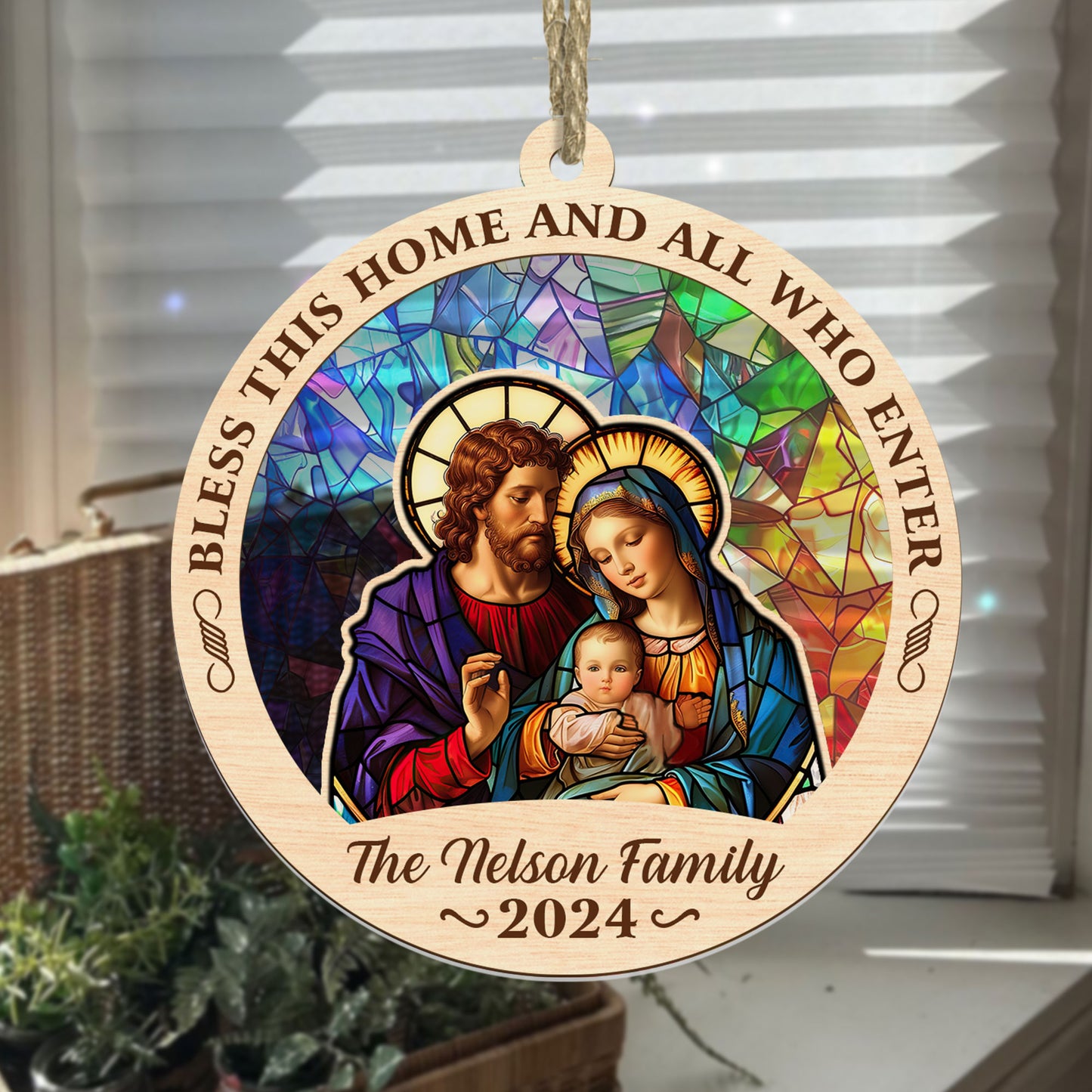 Bless This Home And All Who Enter - Personalized Suncatcher Ornament DSSUNOPHA1106M