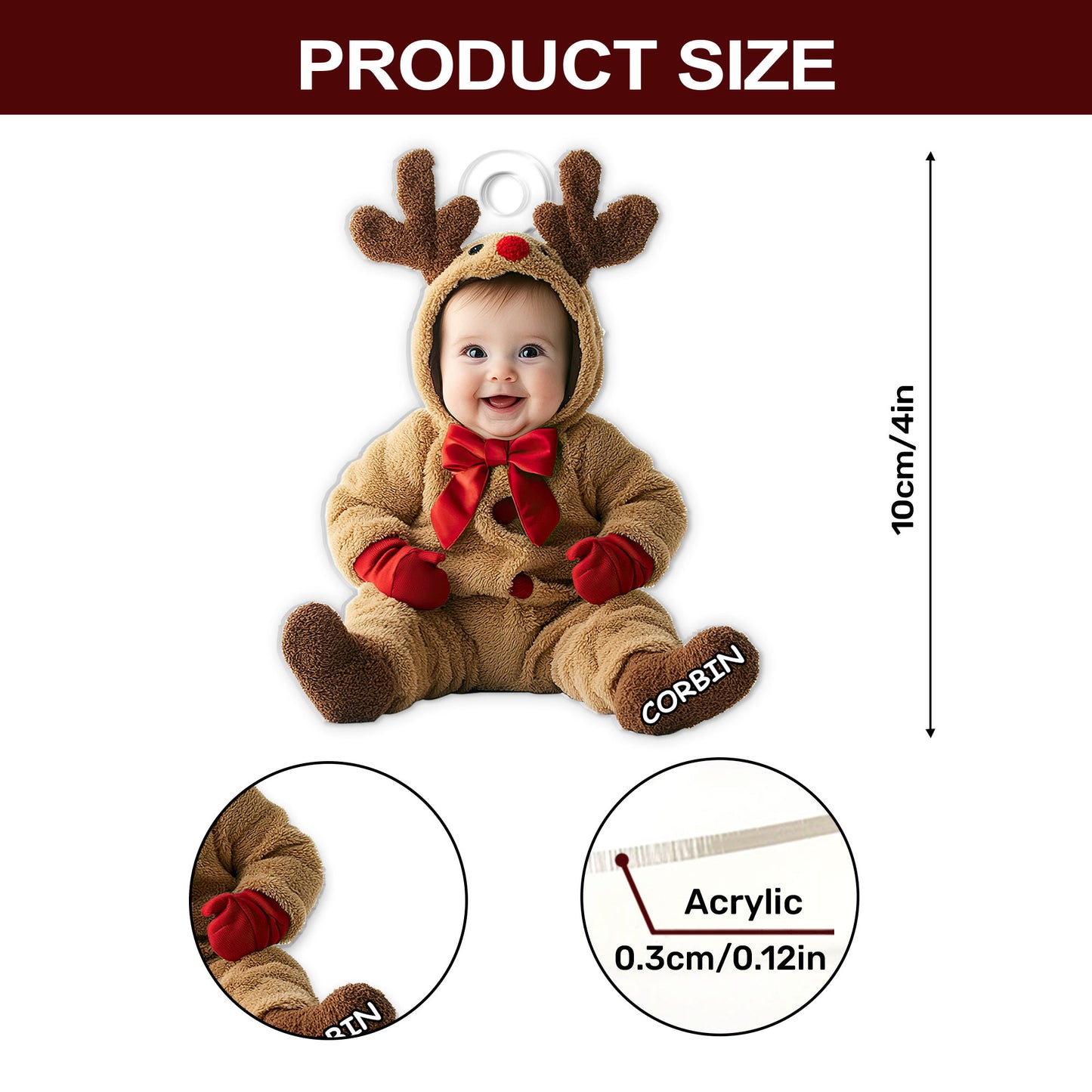 Baby In Christmas Costume - Personalized 1-Side Acrylic Ornament DSACOHLN2244TA