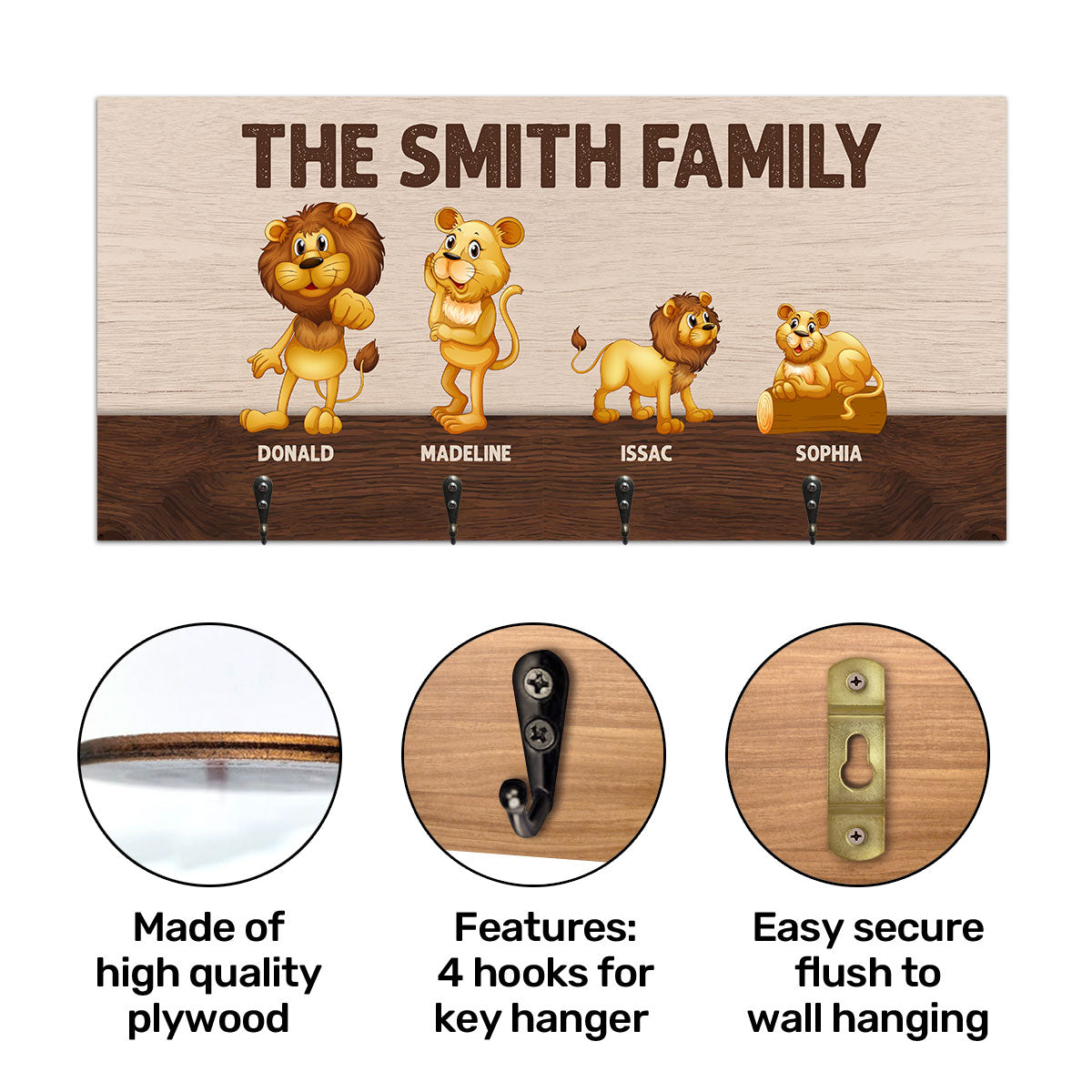 The Lion Family - Personalized Key Holder DSUWKHCSDN1963L