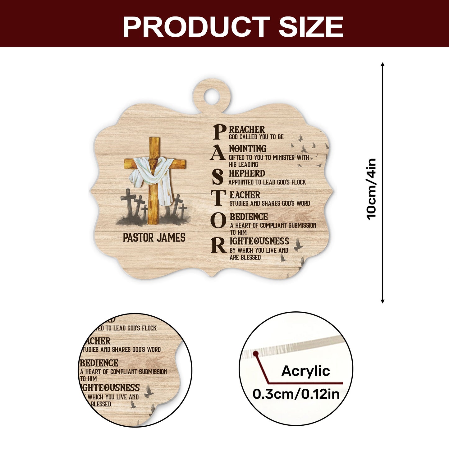 PASTOR - Personalized 1-Side Acrylic Ornament DSACOHLPA2386M
