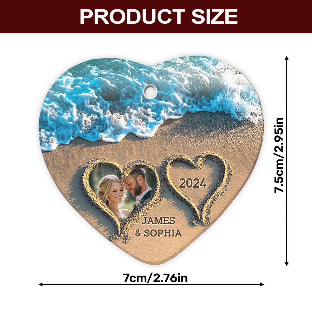 The Year We Became Mr & Mrs - Personalized Heart Shaped Ceramic Ornament DSHCOHLN2392TA