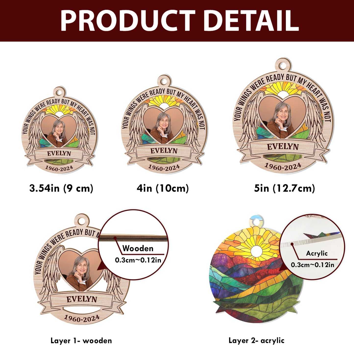 Your Wings Were Ready But My Heart Was Not - Personalized Suncatcher Ornament DSSUNODM1447TA