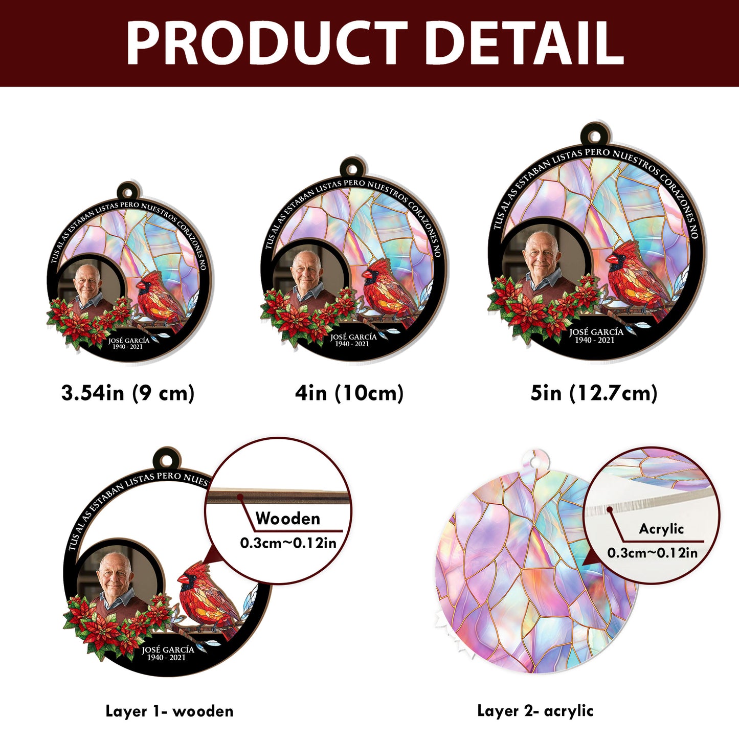 Nuestra Primera Navidad Sin Ti - Personalized Wood & Acrylic Ornament DSWAOHLPA2197TA