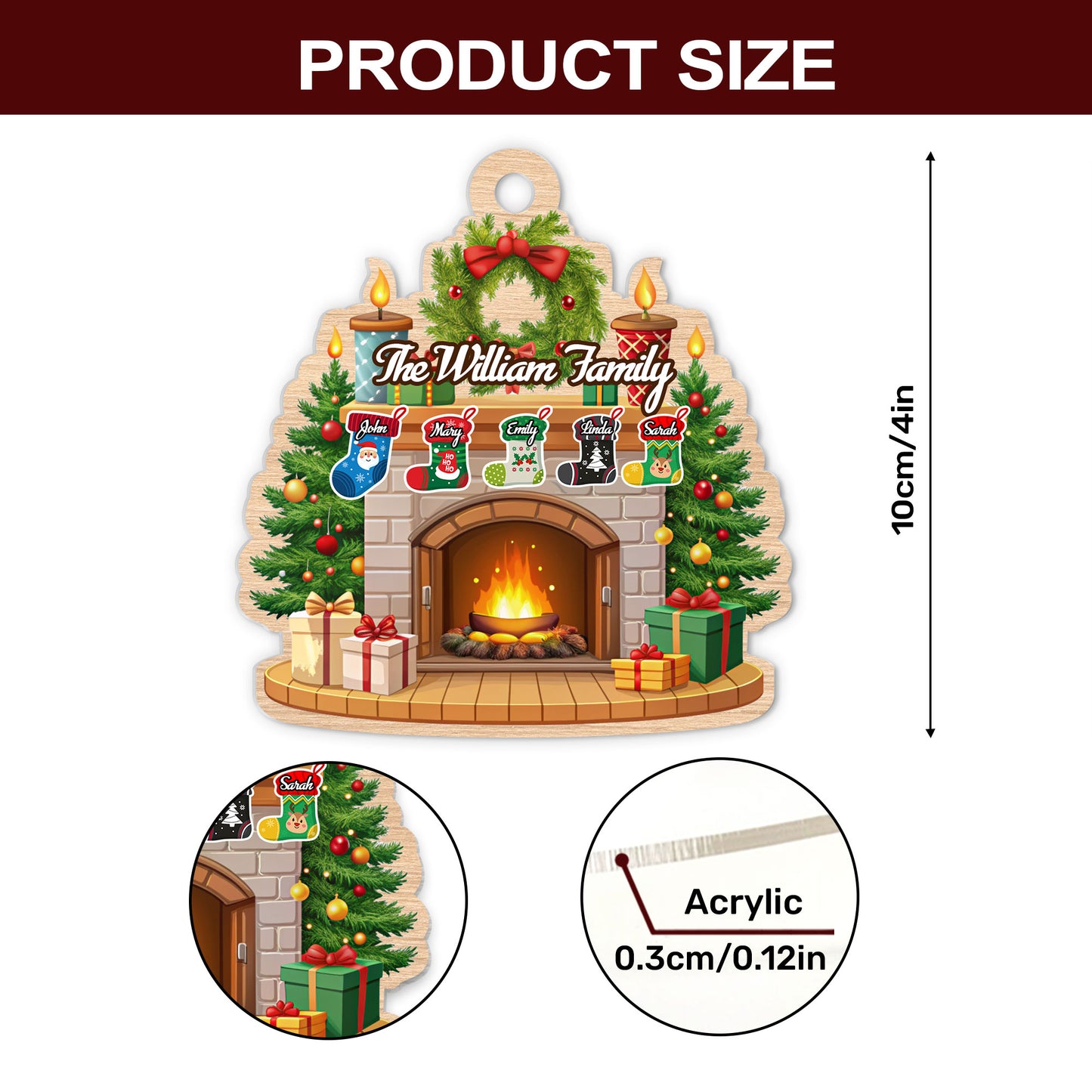 Stocking Christmas Family - Personalized 1-Side Acrylic Ornament DSACOHLPA2111M