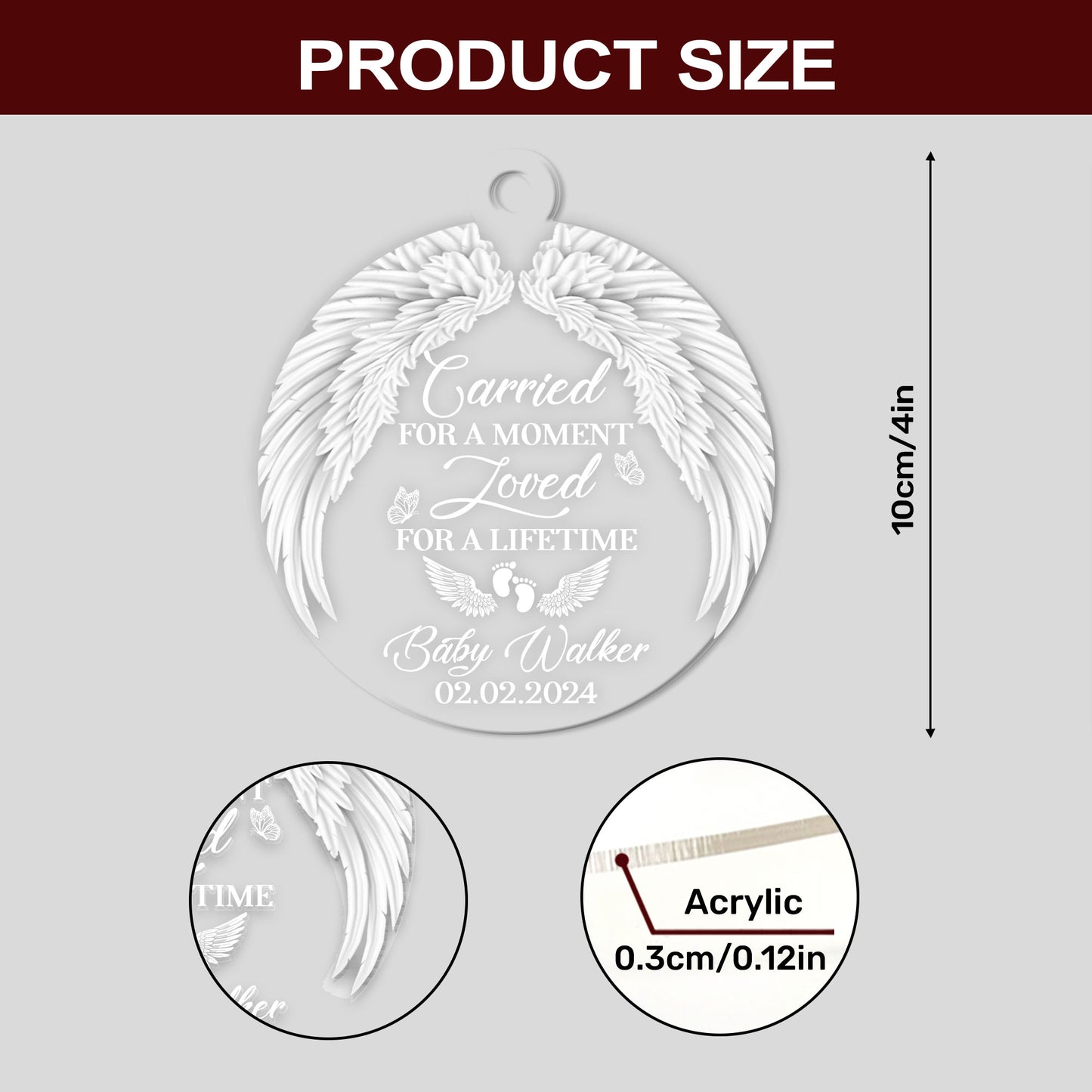 Carried For A Moment Loved For A Lifetime - Personalized 1-Side Acrylic Ornament DSACOHLN1938M