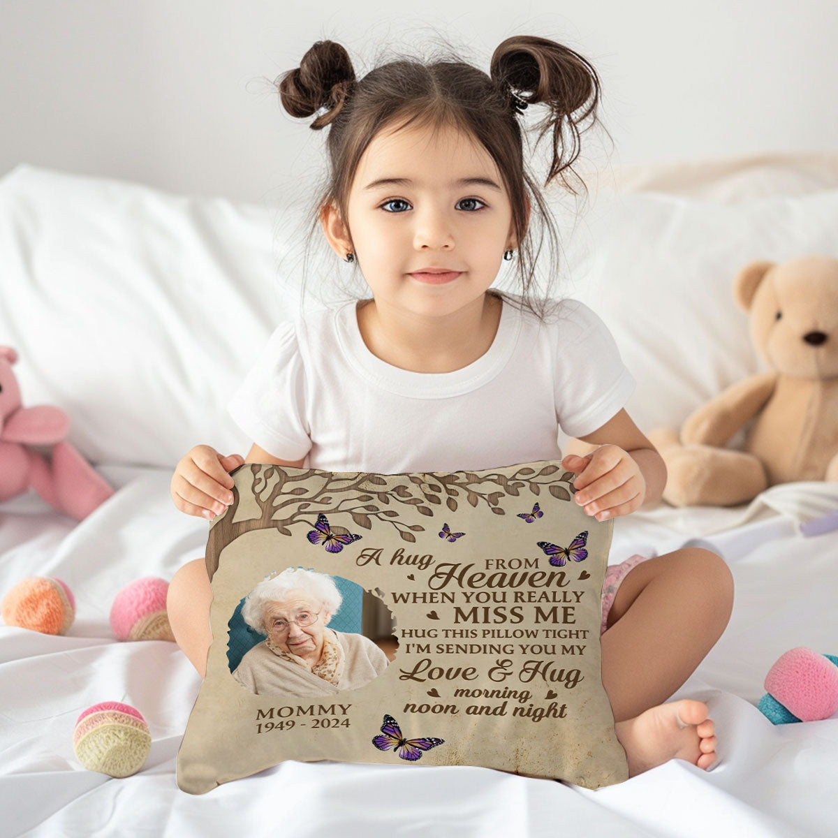 A Hug From Heaven - Personalized Crystal Velvet Pillow DSPILWHLPA2025M