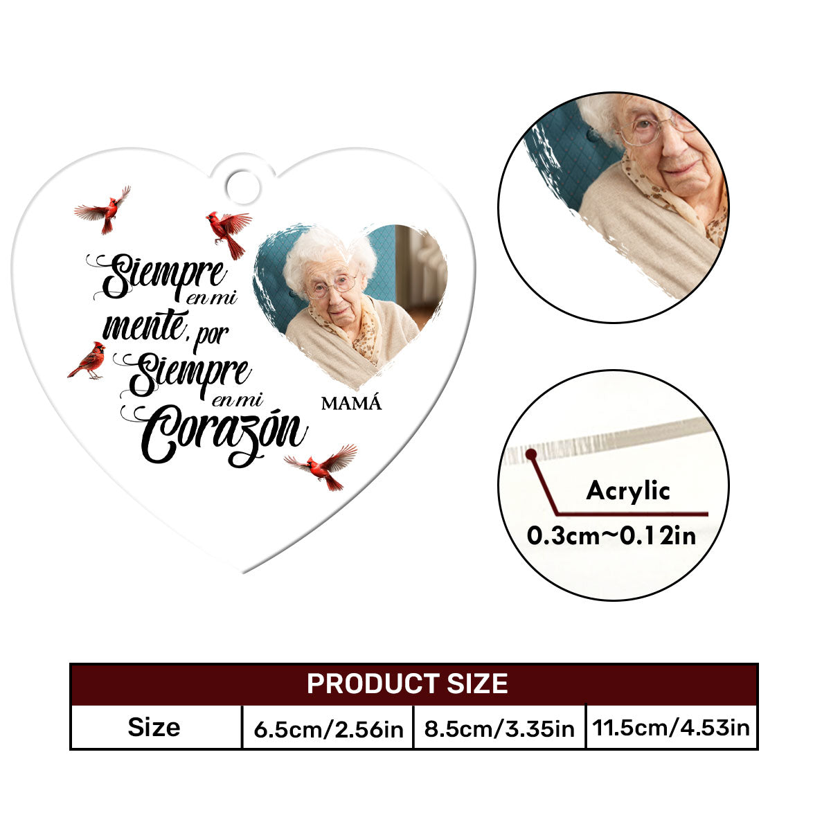 Siempre En Mi Mente - Personalized Custom Car Ornament DSUPCHOHLPA1976TA