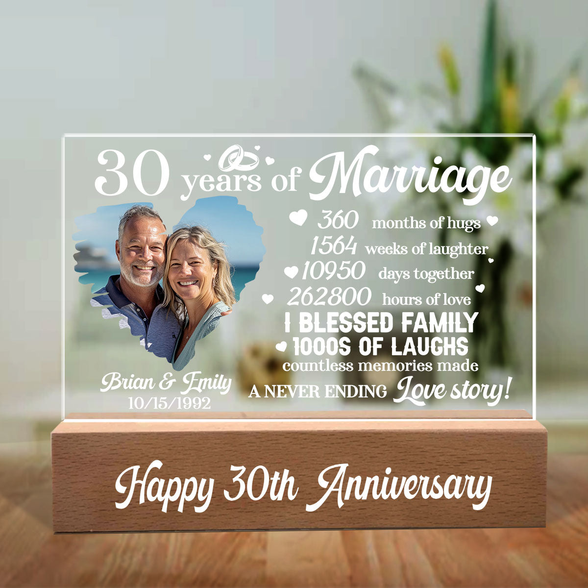 Couple Happy Anniversary - Personalized Acrylic Plaque Night Light DSAPNLHLN2407L