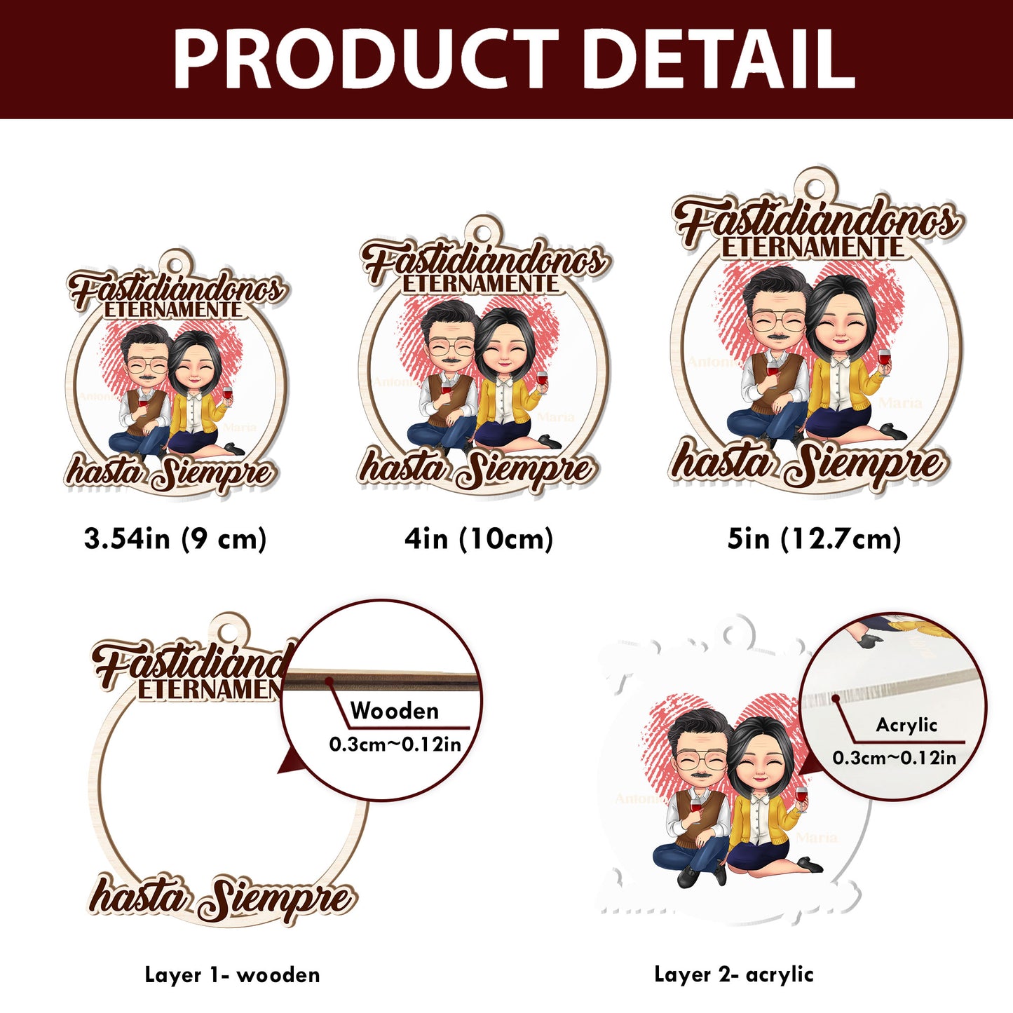 Fastidiándonos Eternamente, Hasta Siempre - Personalized Wood & Acrylic Ornament DSWAONNH1544D