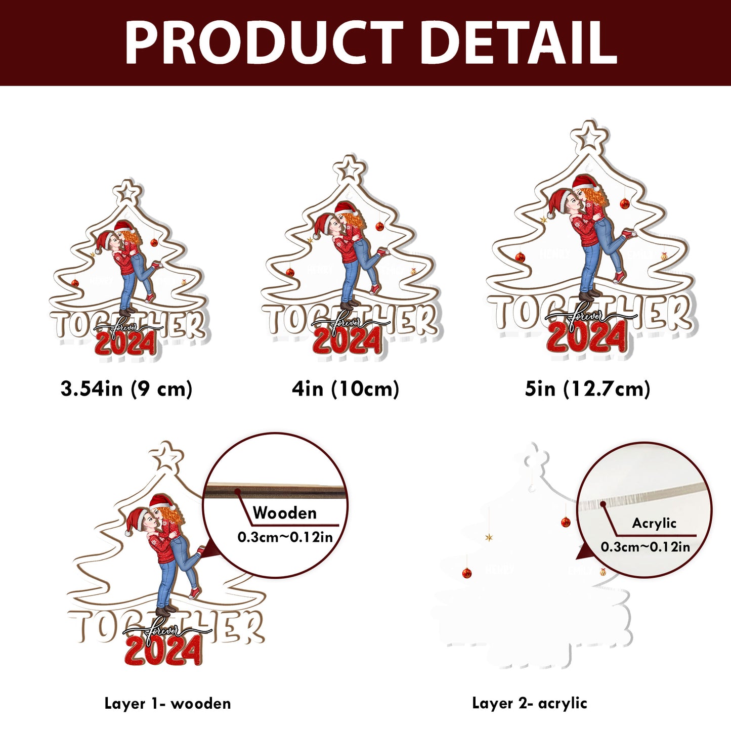 Together Forever - Personalized Wood & Acrylic Ornament DSWAODM1565L