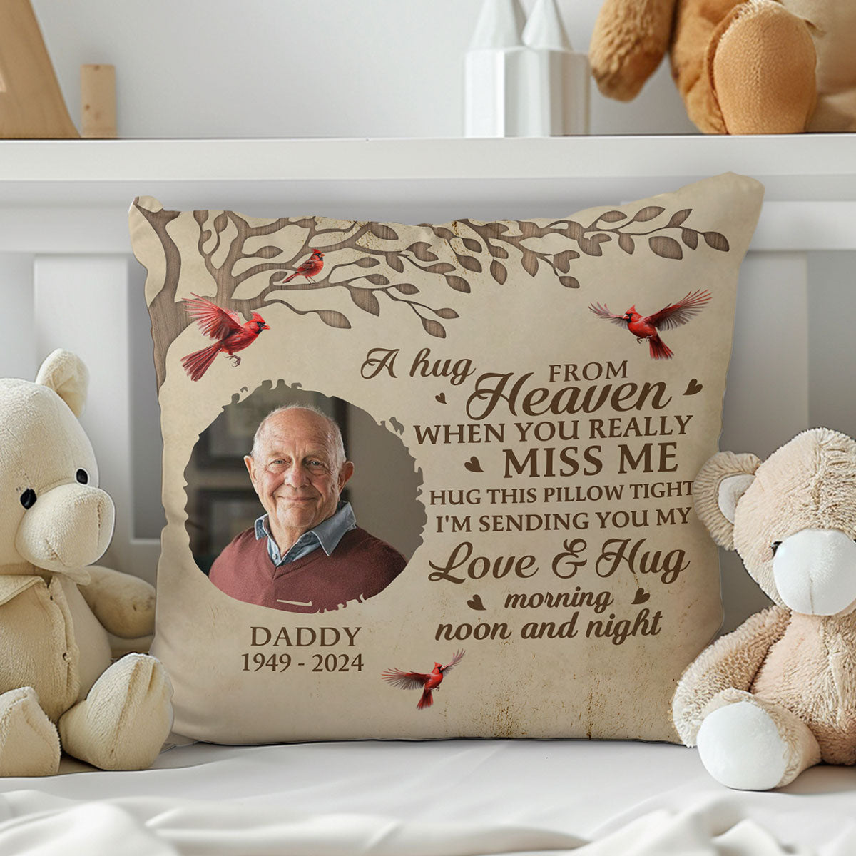 A Hug From Heaven - Personalized Crystal Velvet Pillow DSPILWHLPA2025M