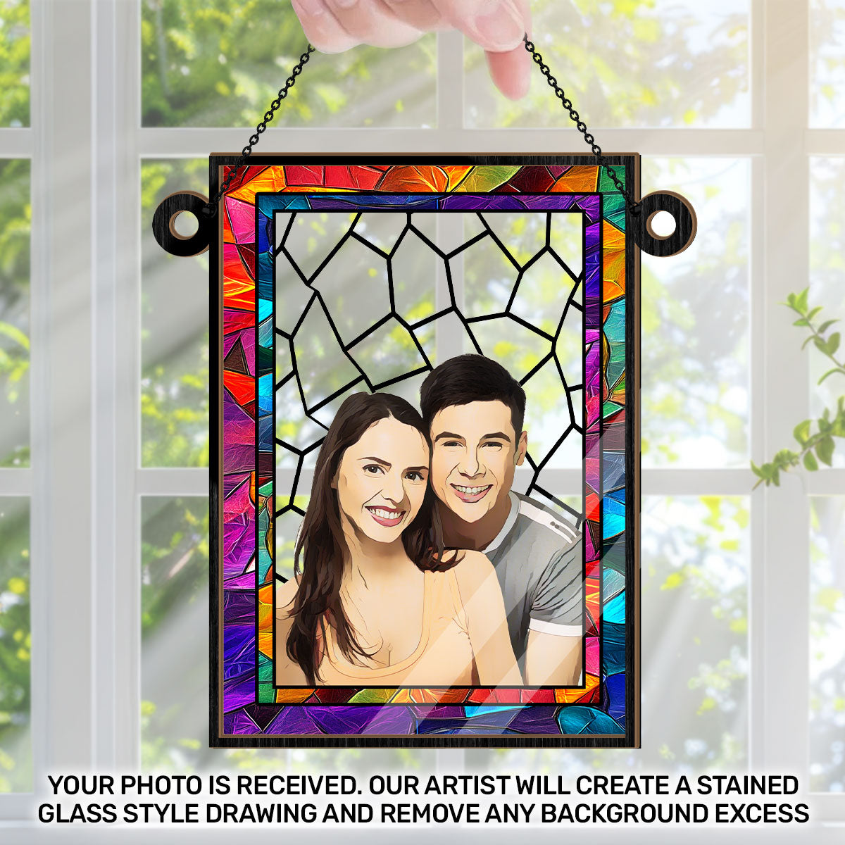 Love You More Every Day Custom Photo - Personalized Window Hanging Suncatcher DSWHSCHLN1879M
