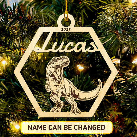 T-Rex Personalized Wood Ornament DS-001