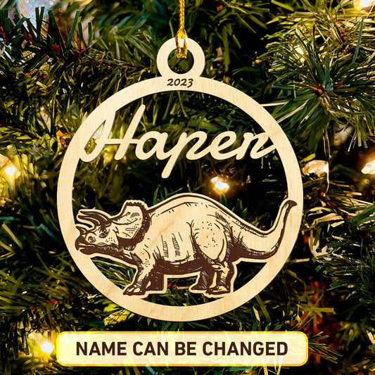 Triceratops Personalized Wood Ornament DS-001