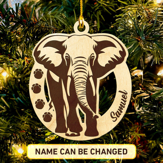 Elephant Personalized Wood Ornament DS-16