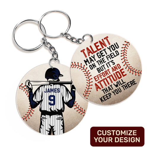 Talent May Get You On The Field But -  Personalized Acrylic Keychain DSAKTHN818T