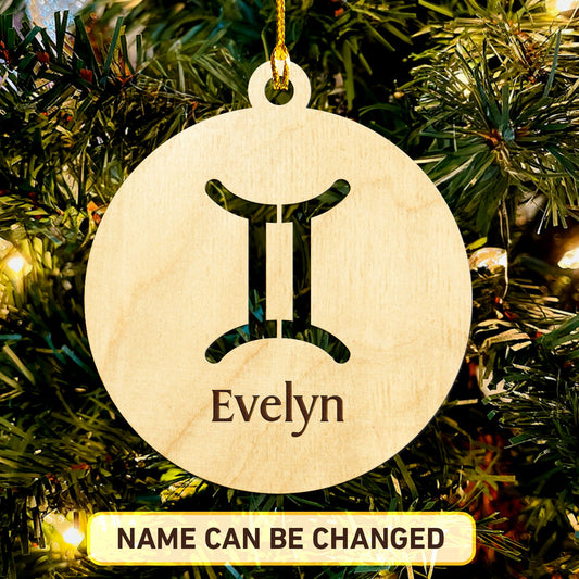 Gemini Personalized Wood Ornament DS-004