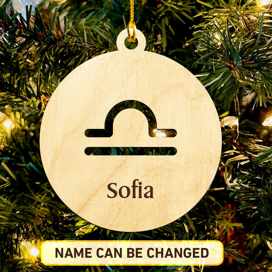 Libra Personalized Wood Ornament DS-004