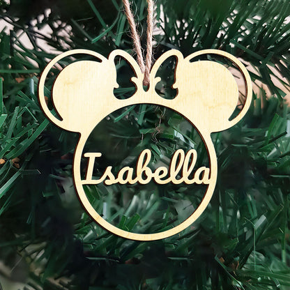 Minnie Personalized Wood Ornament DS-002