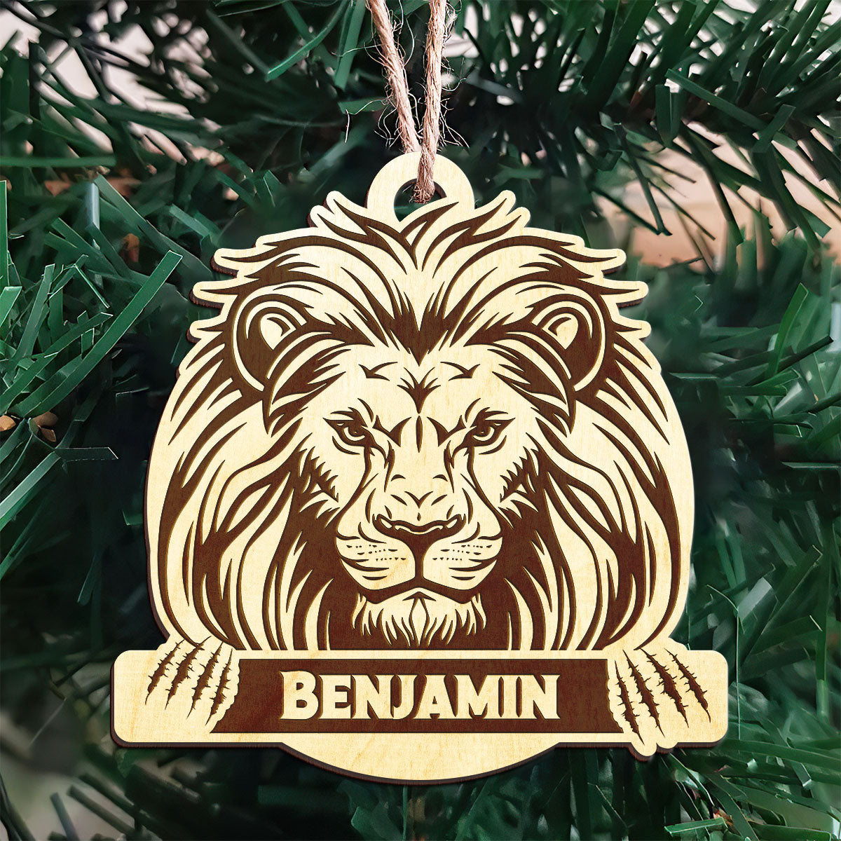 Lion Personalized Wood Ornament DS-007